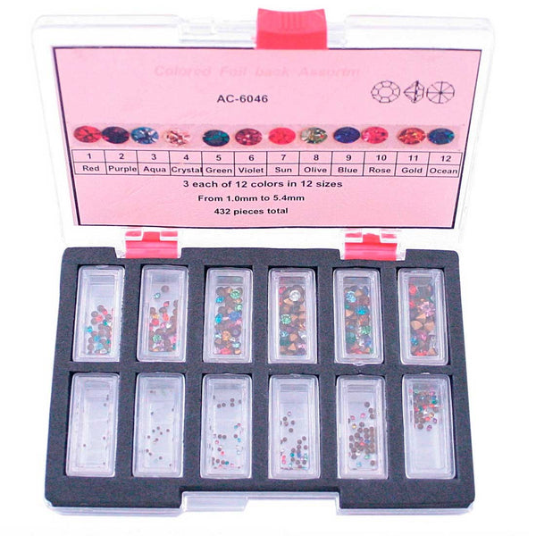 TC-140, Glass Color Stones Assortment (Total of 432 Pieces)