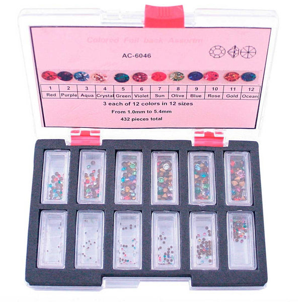 TC-140, Glass Color Stones Assortment (Total of 432 Pieces)