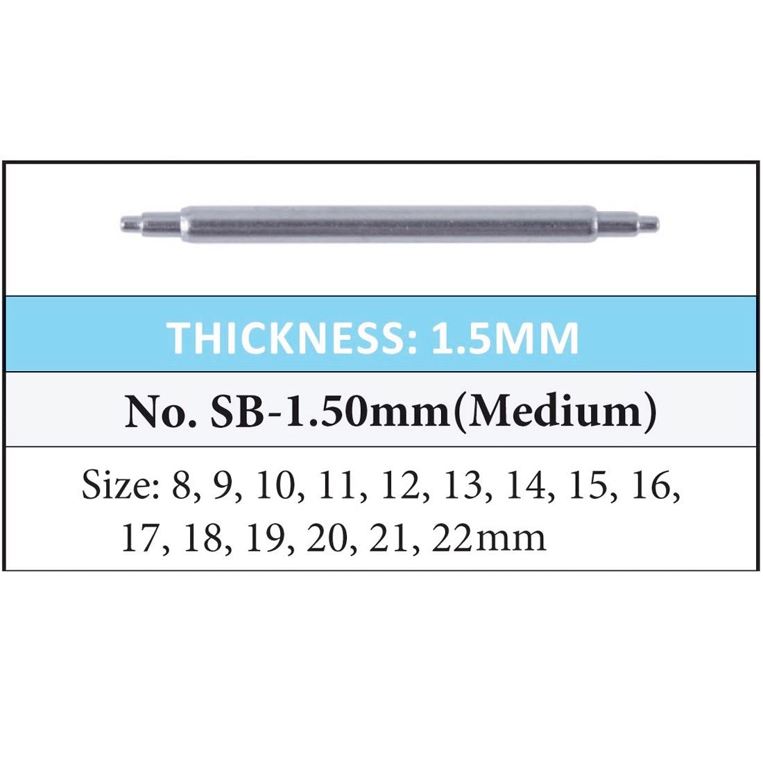 1.50mm Thickness Stainless Steel Double Shoulder Spring Bars (Pack of ...