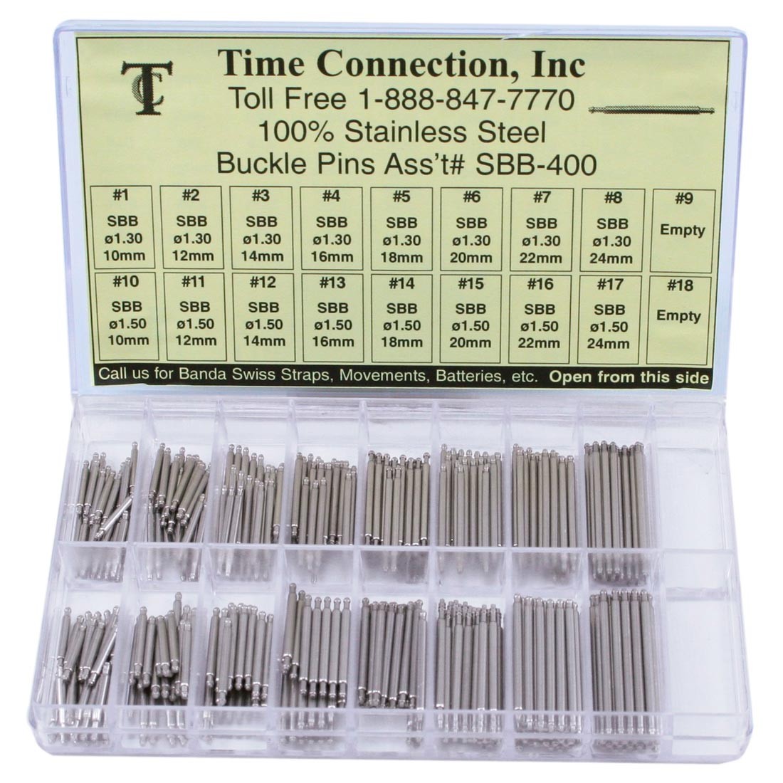 Buckle Pins Spring Bars Stainless Steel (1024mm) Time Connection II, Inc
