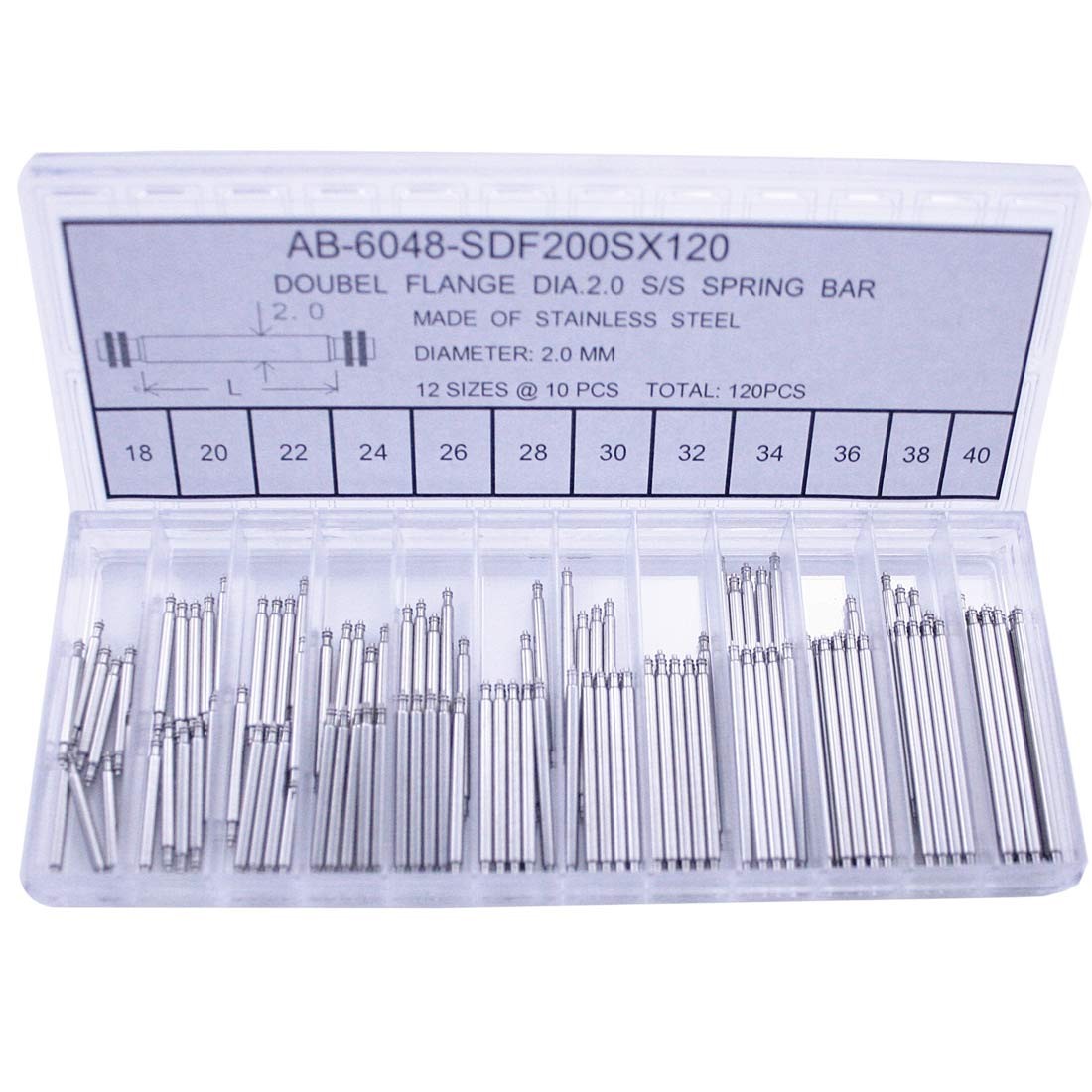 2.0mm Double Flange Spring Bars Set 120 PCs (18~40mm) – Time Connection ...