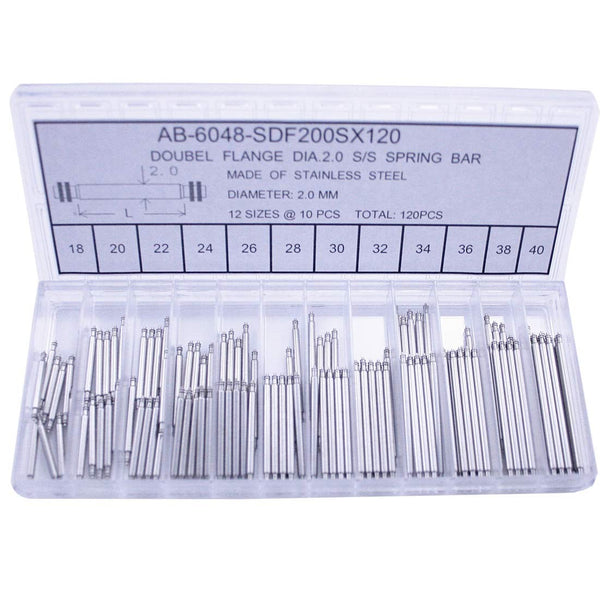 2.0mm Double Flange Spring Bars Set 120 PCs (18~40mm)