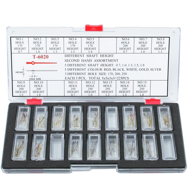 Sweep Second Hands Assortment in 5 different Shaft heights & Holes