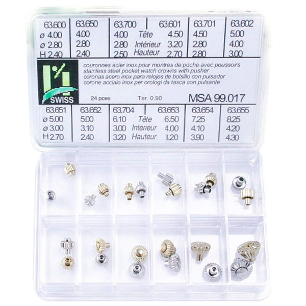 CR-P24, Pocket Watch Pusher Crowns Assortment