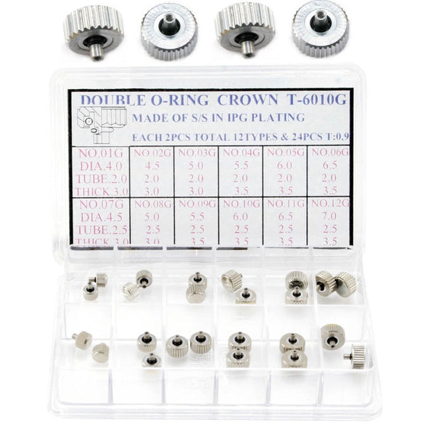 CR-T6010S, Double O-Ring Stainless Steel Waterproof Crowns (2mm Post)