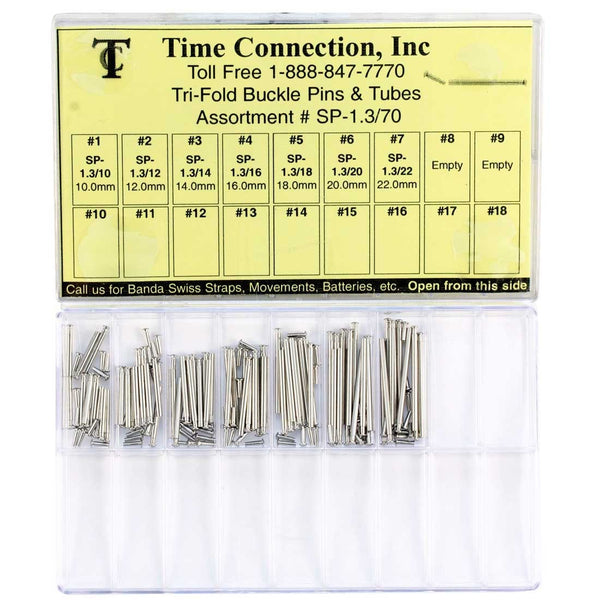 Tri Fold Buckle Pins 1.3mm Tube Thickness (10mm to 22mm)