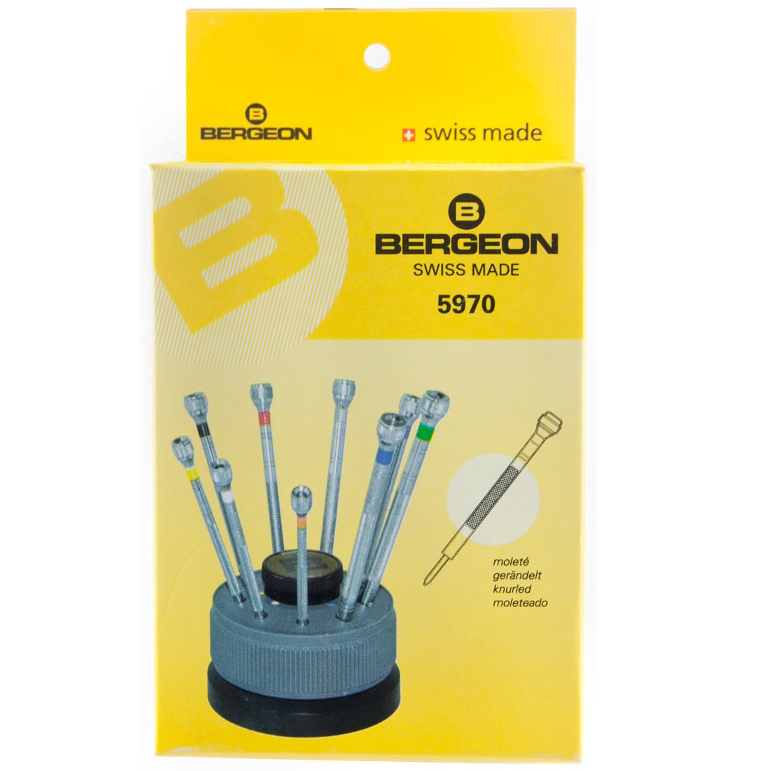 Bergeon 5970 (9) Stainless Steel Screwdrivers in Rotating Stand