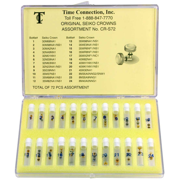 CR-S72, Original Seiko Crowns Assortment (Set of 72 Pieces)