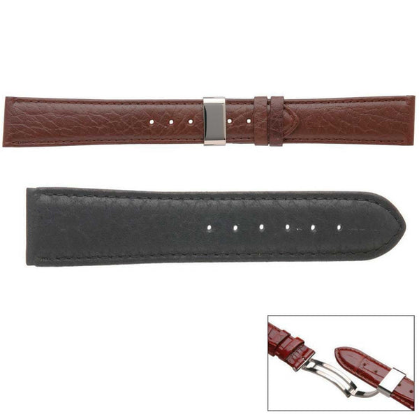 Banda No. 336 Buffalo Grain Fine Deployment Buckle Leather Straps (18mm~22mm)