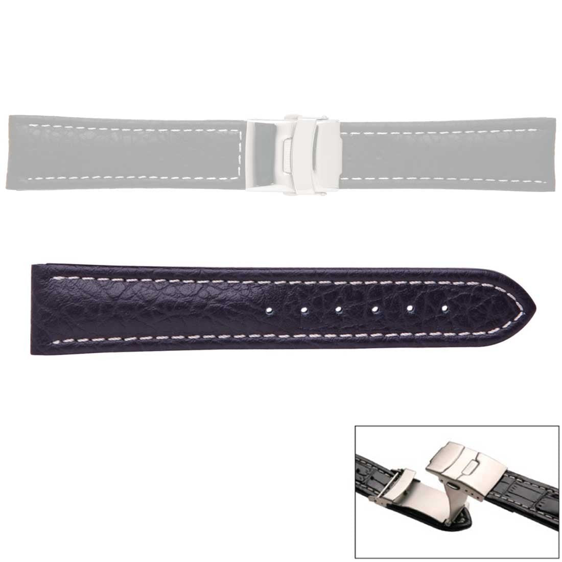Banda No. 335 Buffalo Grain Fine Deployment Buckle Leather Straps (14mm~24mm)