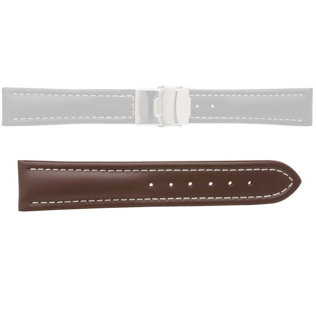 Banda No. 515 Smooth Waterproof Fine Deployment Buckle Leather Straps (18mm~24mm)