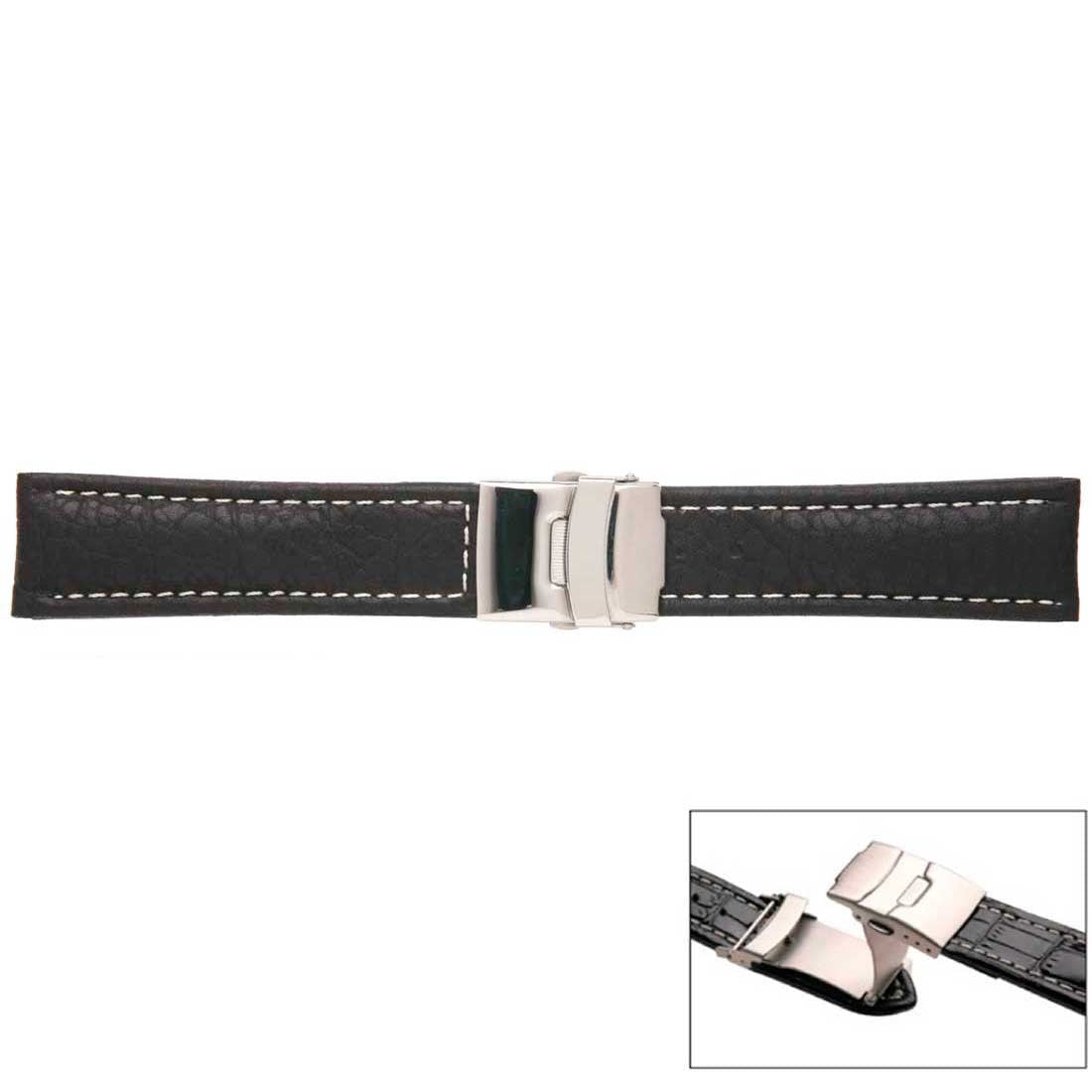 Banda No. 335 Long Buffalo Grain Fine Deployment Buckle Leather Straps (18mm~24mm)