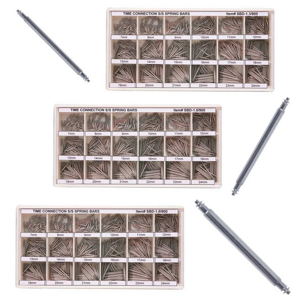 Deluxe Starter Kit of Double Flange Spring Bar Assortment (1.3mm, 1.5mm or 1.8mm)