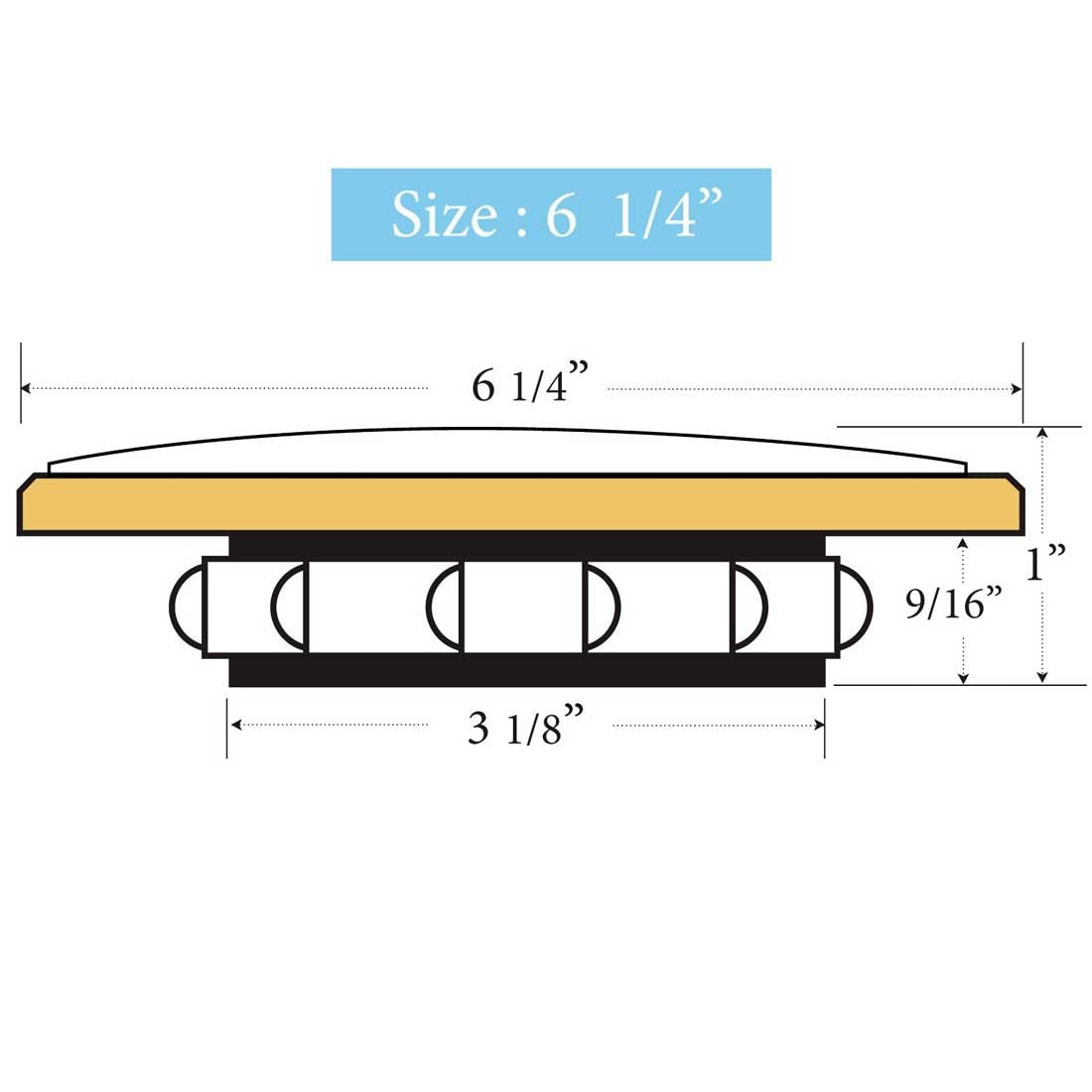 Clock Inserts 159mm (6 1/4") Yellow Bezel, White Arabic Dial