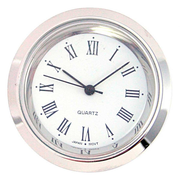 Clock Inserts 35mm (1 3/8") Chrome Bezel, White Roman Dial