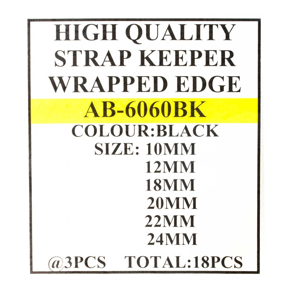TC-171, High Quality Black Strap Keepers (18 Pieces)