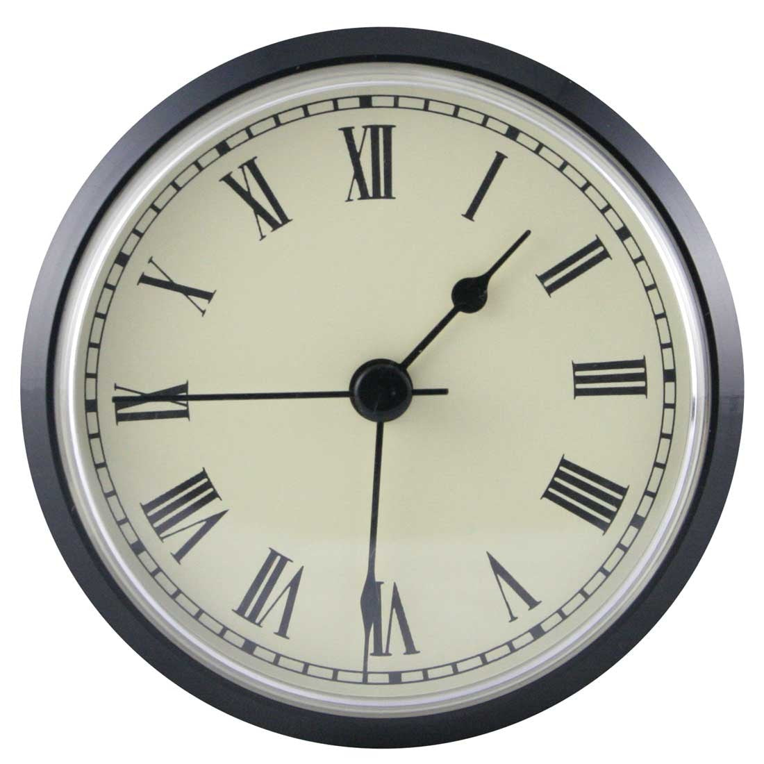 Clock Inserts 90mm (3 1/2") Black Bezel, Ivory Roman Dial