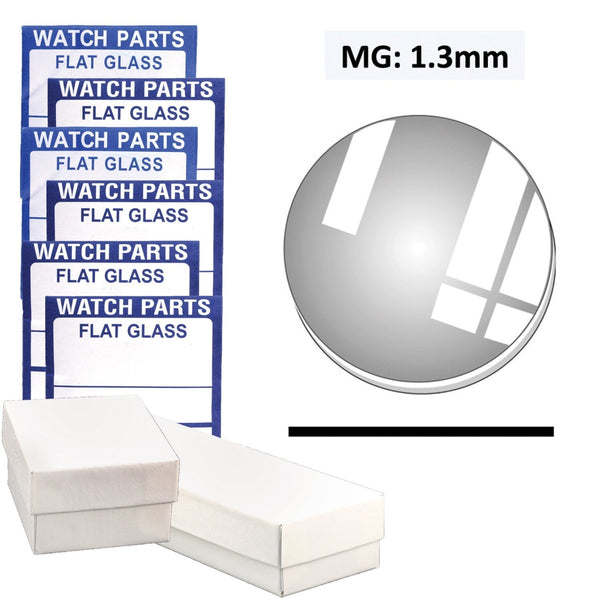 MG: 1.3.0 Thick Round Flat Mineral Glass Crystal, (17.0~35.0mm) Set of 37 PCs.