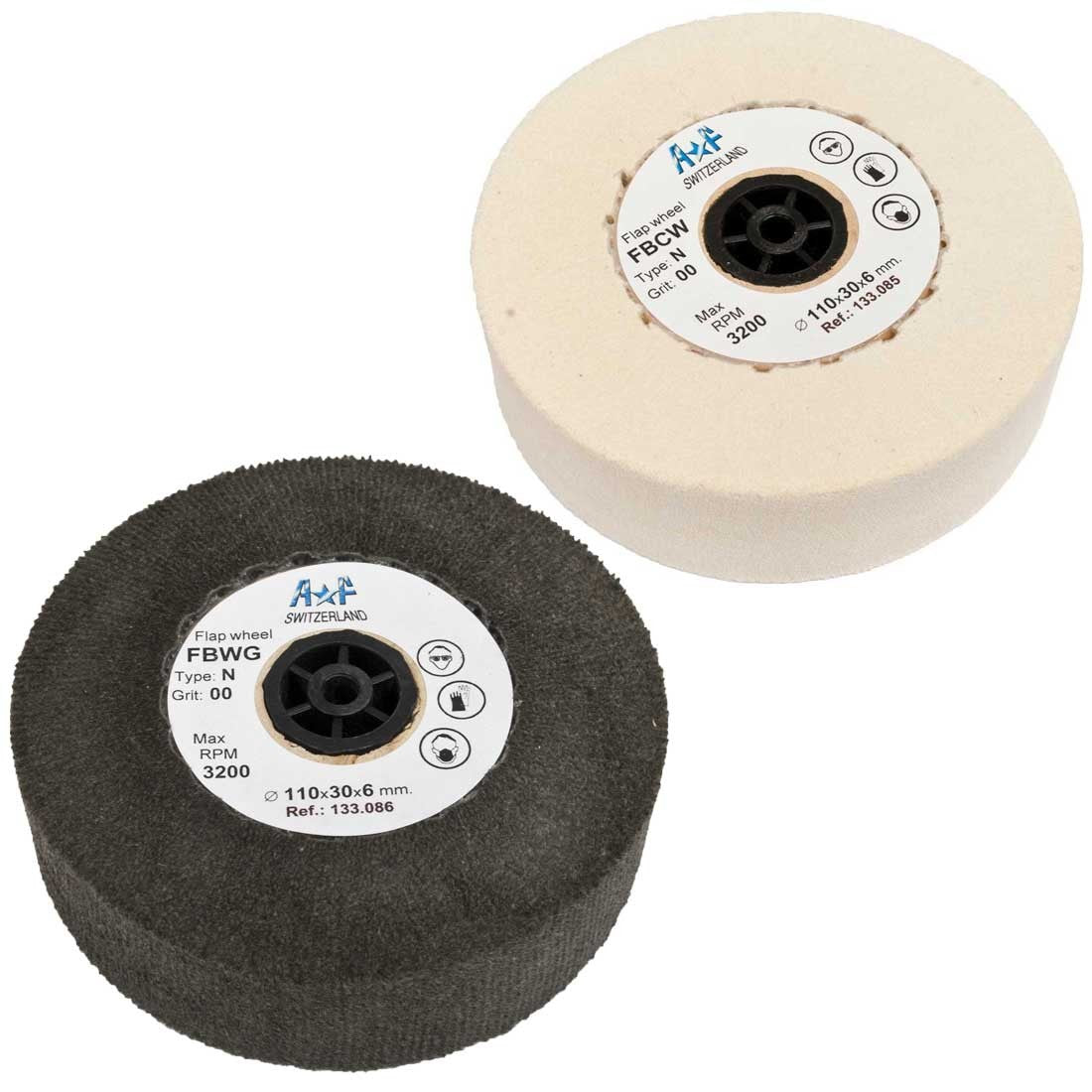 AF Switzerland Flap Satin Finish Buff Wheel (Wool or Cotton)