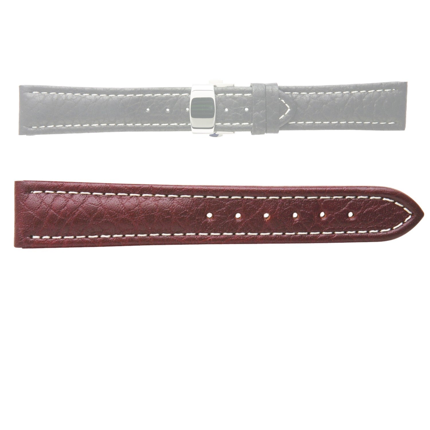 Banda No. 337 Buffalo Grain Fine Deployment Buckle Leather Straps (18mm~24mm)