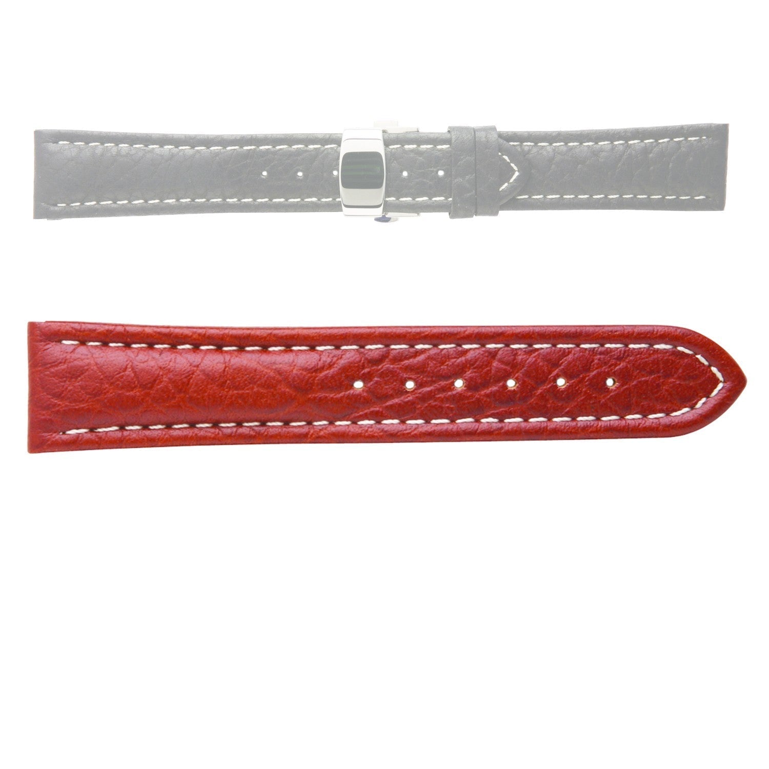 Banda No. 337 Buffalo Grain Fine Deployment Buckle Leather Straps (18mm~24mm)