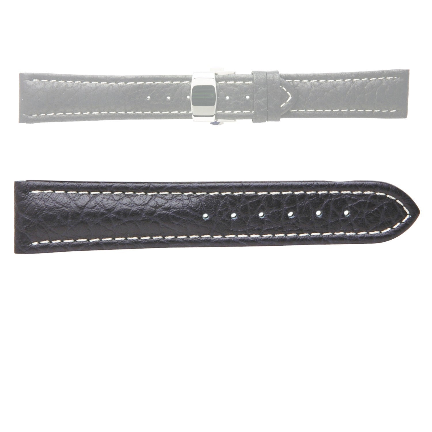 Banda No. 337 Buffalo Grain Fine Deployment Buckle Leather Straps (18mm~24mm)