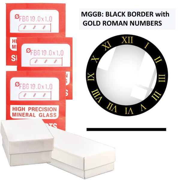 MGGB: Black w/Gold Roman Crystals (18.0~34.0mm) Set of 32 PCs.