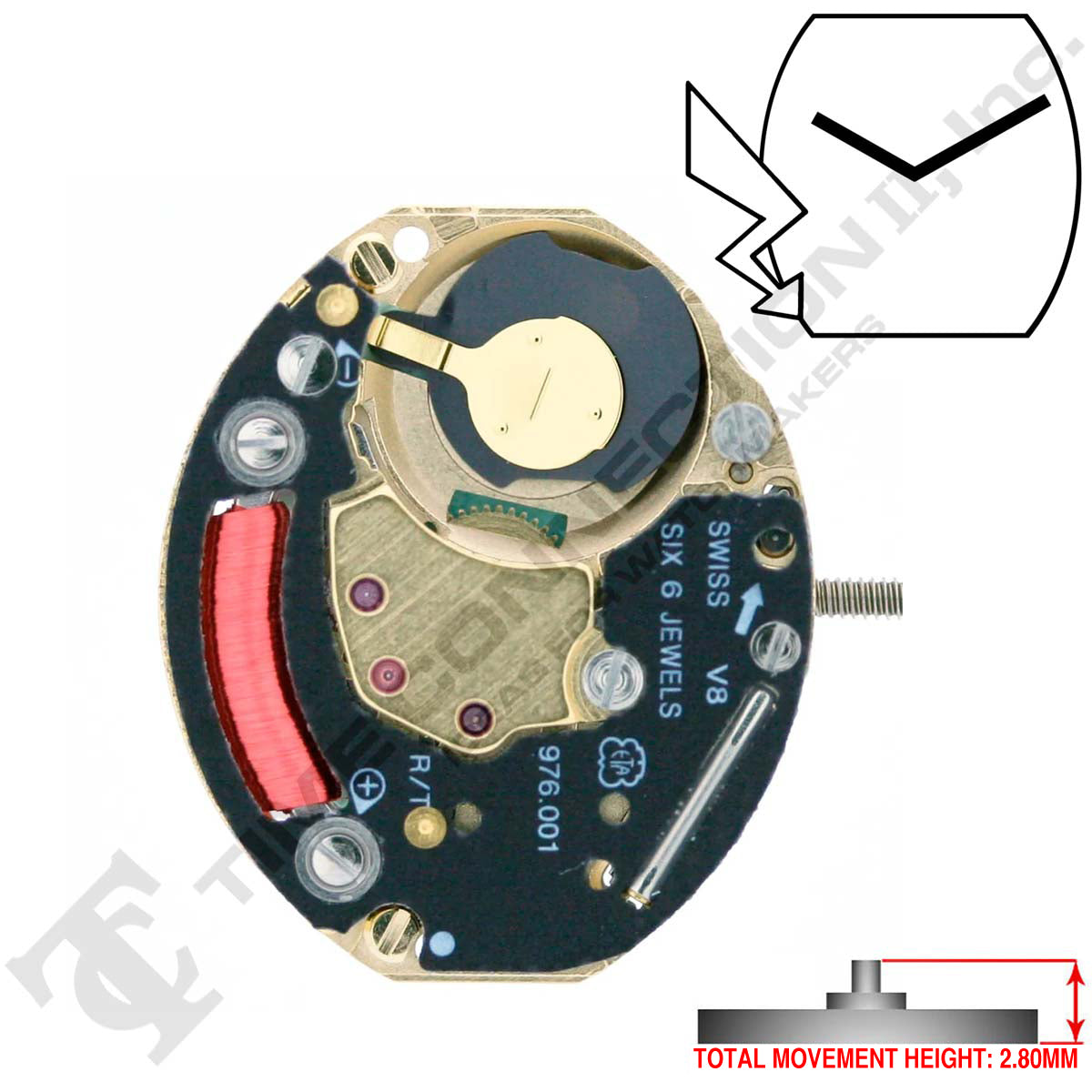 ETA 976.001 Swiss Movement 2 Hands (Various Heights)