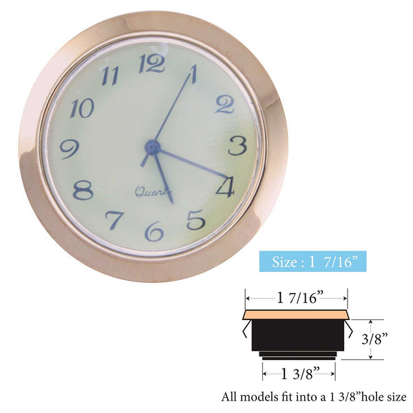 Clock Inserts 36mm (1 7/16") Yellow Bezel, White Arabic Dial