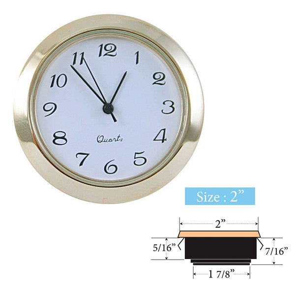 Clock Inserts 50mm (2") Yellow Bezel, White Arabic Dial