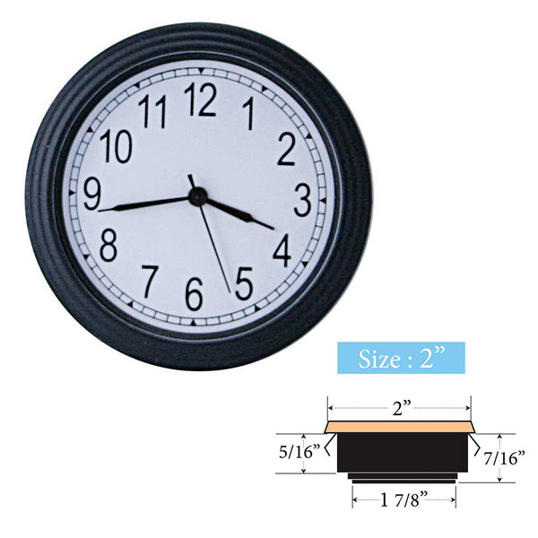 Clock Inserts 50mm (2") Black Bezel, White Arabic Dial