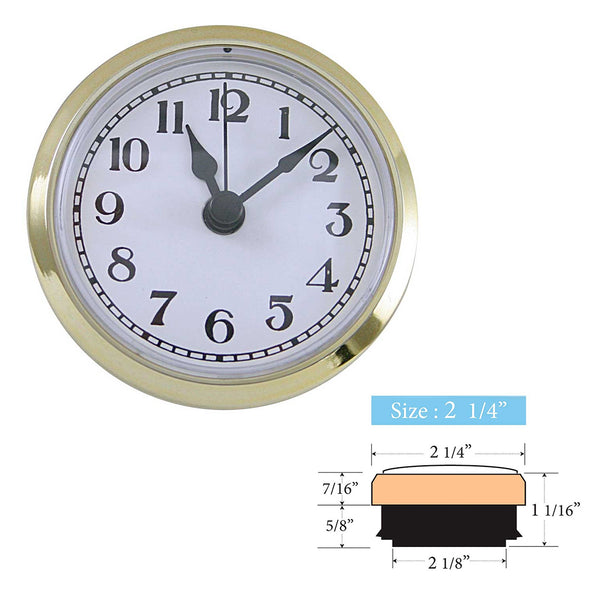 Clock Inserts 59mm (2 1/4") Yellow Bezel, White Arabic Dial