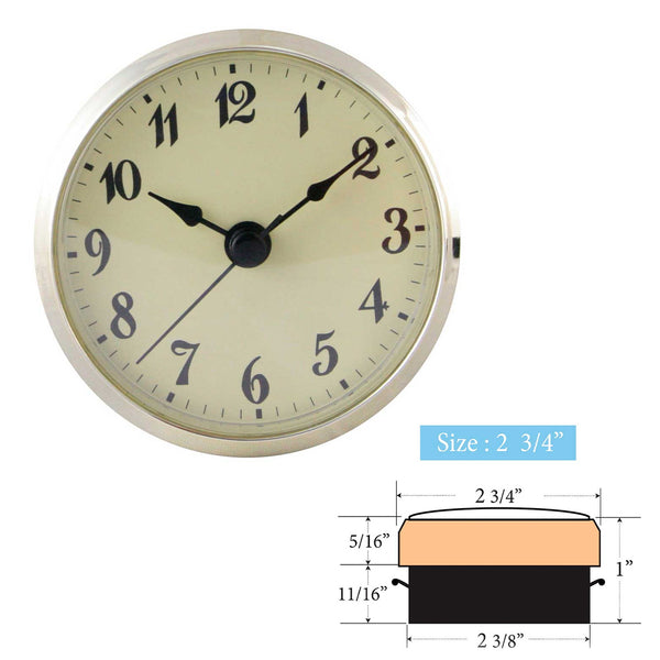 Clock Inserts 73mm (2 3/4") Yellow Bezel, Ivory Arabic Dial