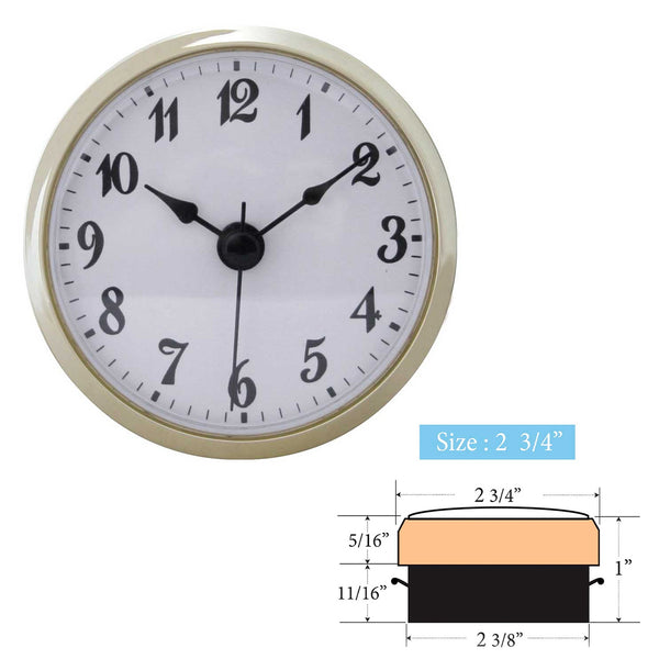 Clock Inserts 73mm (2 3/4") Yellow Bezel, White Arabic Dial