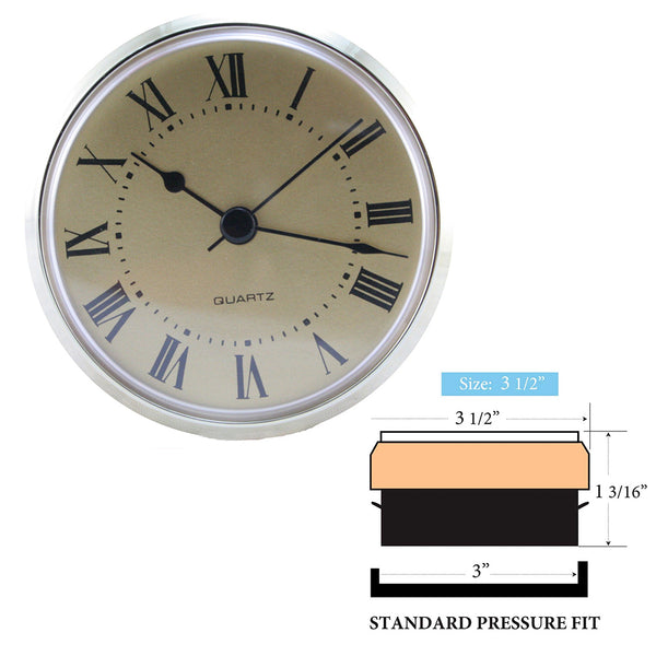 Clock Inserts 90mm (3 1/2") Yellow Bezel, Yellow Roman Dial