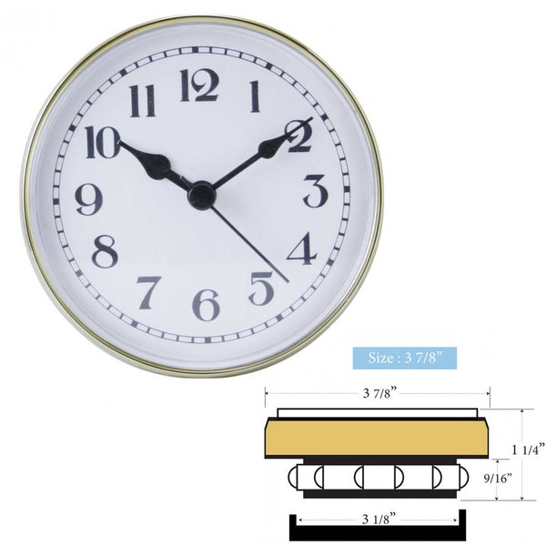 Clock Inserts 98mm (3 7/8") Yellow Bezel, White Arabic Dial