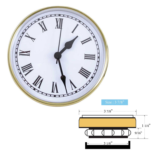 Clock Inserts 90mm (3 7/8") Yellow Bezel, White Roman Dial