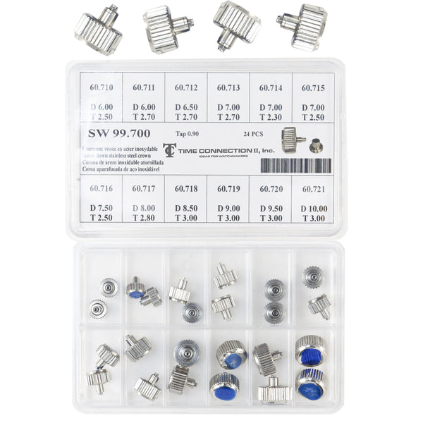 Stainless Steel Colored Screw-On Crowns (Assortment 24 Pieces)