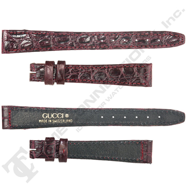 Burgundy Crocodile Grain Leather Strap for Gucci Watches No. 178 (13mm x 10mm)