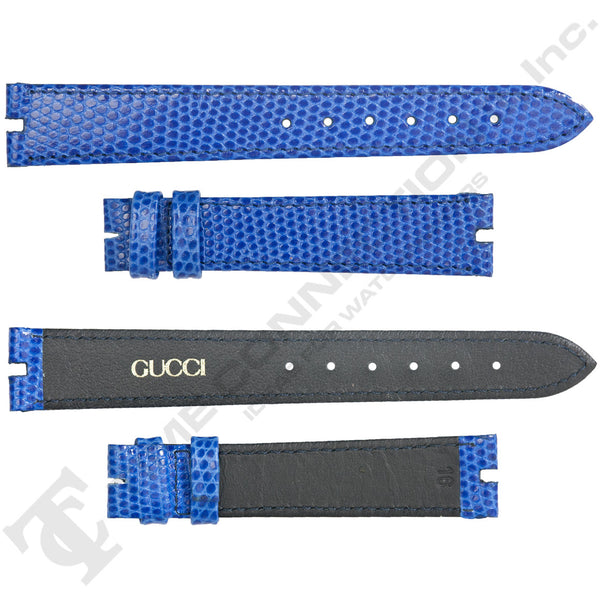 Blue Lizard Grain Leather Strap for Gucci Watches No. 181 (16mm x 14mm) Notch Cut 2.3mm