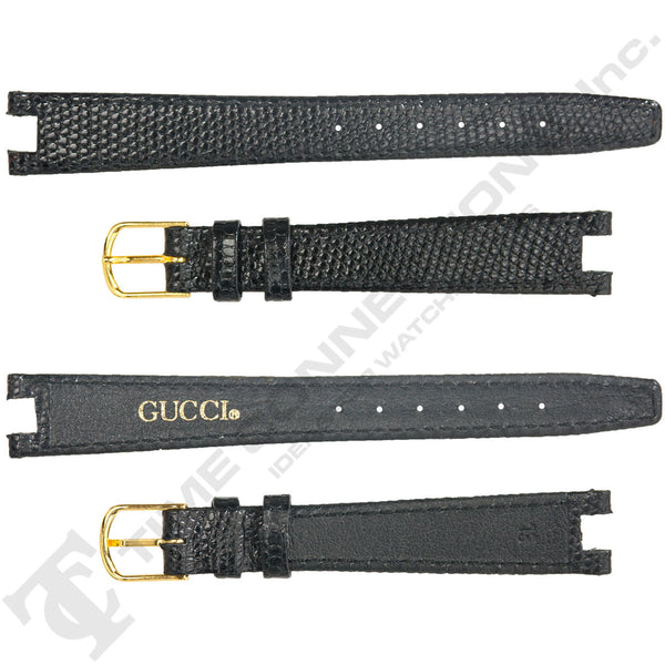 Black Lizard Grain Leather Strap for Gucci Watches No. 184 (13mm x 10mm)