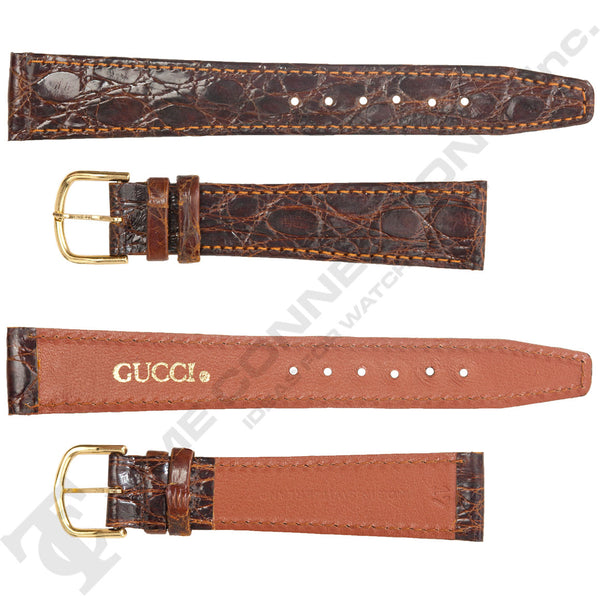 Chestnut Crocodile Grain Leather Strap for Gucci Watches No. 192 (17mm x 14mm)