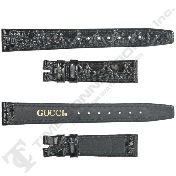 Black Crocodile Grain Leather Strap for Gucci Watches No. 202 (12mm x 11mm) SHORT BAND