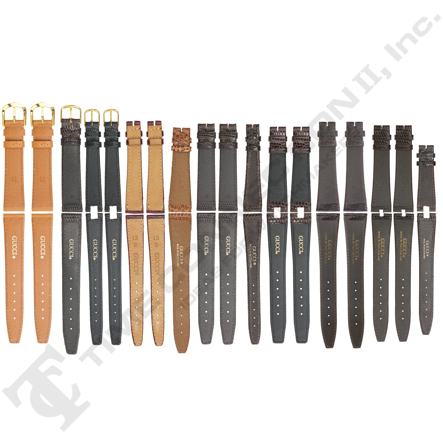 Gucci Leather Strap Assortment for Gucci Watches - Various Size / Colors (18 Total Bands)