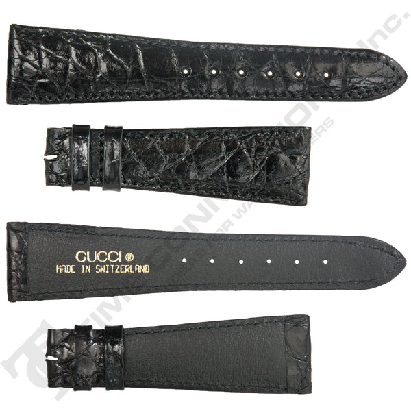 Black Crocodile Grain Leather Strap for Gucci Watches No. 187 (22mm x 16mm)