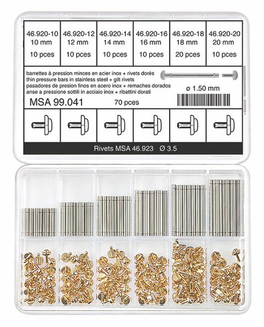 Horotec MSA99.041 Assortment of Stainless Steel Press-in Bars Ø1.50mm (Total 70 Pieces)
