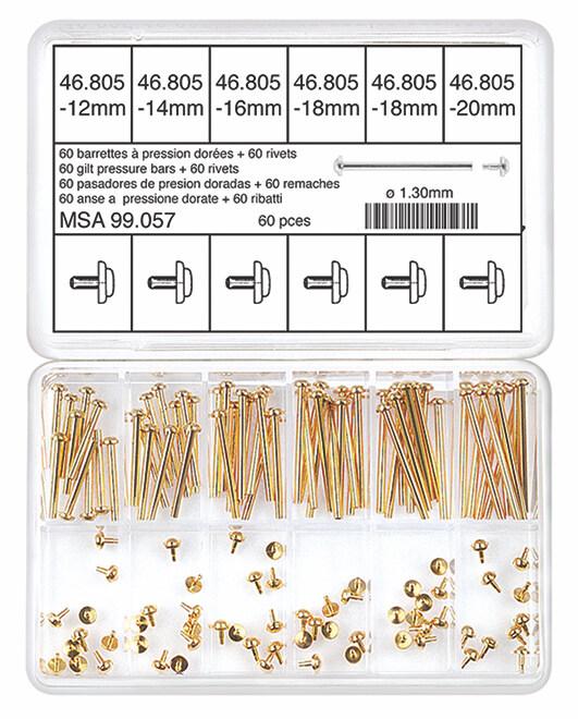 Horotec MSA 99.057 Assortment of Yellow Stainless Steel Pressure Bars Ø1.30mm (60 Pieces)