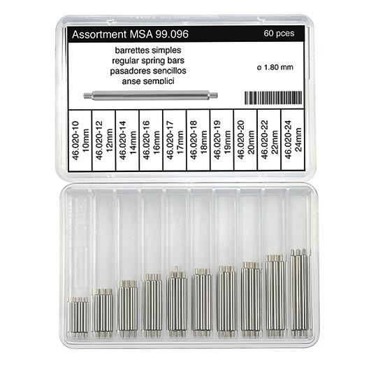 Horotec MSA99.096 Assortment of Nickel Silver Regular Spring Bars Ø1.80mm (60 Pieces)