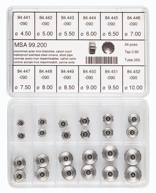 Horotec MSA99.200 Assortment of Stainless Steel Waterproof Crowns Short Pipe (24 Pieces)
