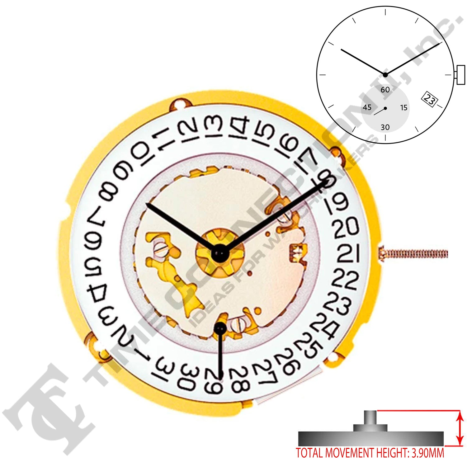 Harley Ronda 6004.D 2 Hands Swiss Made Quartz Movement Ht. 3.90MM (Various Dates)